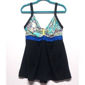 It Figures Swimsuit Sz 18W Slender Thighs Tummy Thinner Paisley swimdress EUC